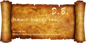 Dubecz Boglárka névjegykártya